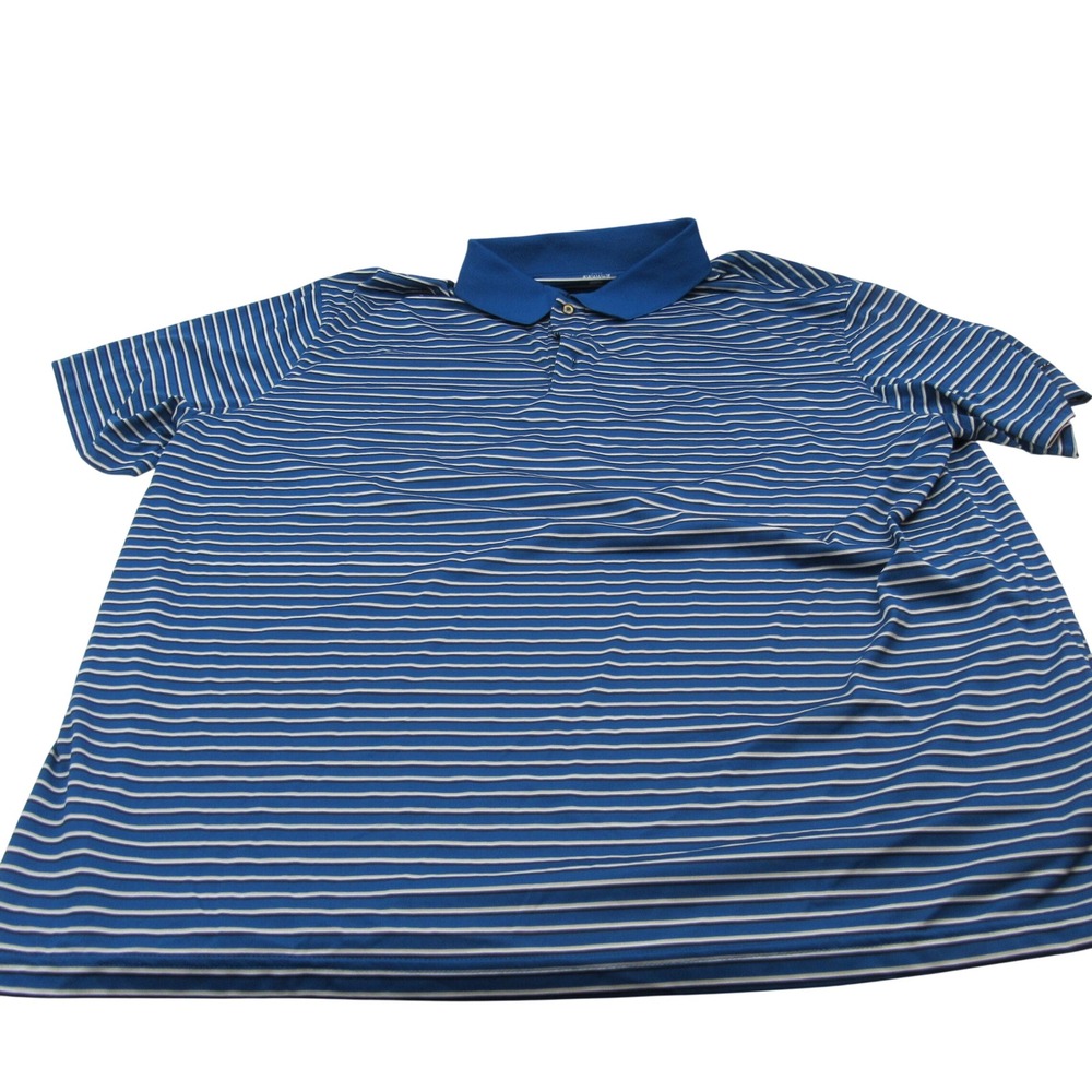 Reebok Golf Men's Play Dry  Polo Shirt Blue White Stripe‎ Short Sleeve  3XL